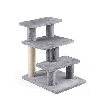 Gymax 2-in-1 Cat Tree Tower Pet Steps w/ Scratching Posts Hanging Toy Ball Perch