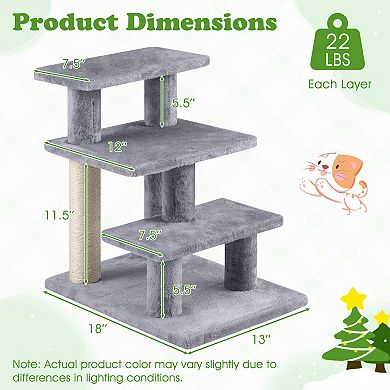 Gymax 2-in-1 Cat Tree Tower Pet Steps w/ Scratching Posts Hanging Toy Ball Perch