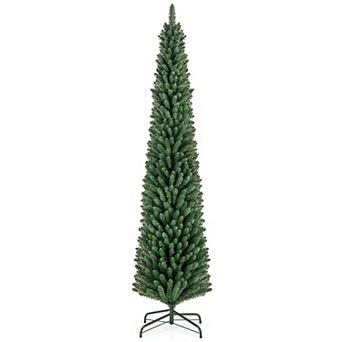 Gymax 7/8 FT Pencil Christmas Tree Artificial Xmas Tree w/ 523/671 Memory Wire Branch Tips