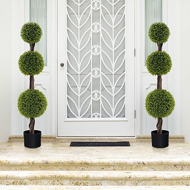 Gymax 4 FT Artificial Boxwood Topiary Ball Tree w/ Weighted Pot Faux Cypress Tree