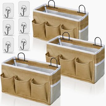 Set of 2 Linen Hanging Storage Bags — Over-the-Door Organizer Baskets, Waterproof Storage