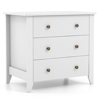 Gymax 3-Drawer Dresser Chest w/ Handles & Smooth Slide Rails for Living Room Bedroom