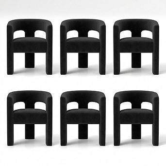 SEYNAR Modern Glam Velvet Upholstered Dining Chair, Open-Back Accent Chair Set of 6