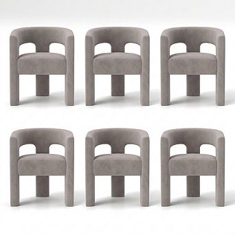 SEYNAR Modern Glam Velvet Upholstered Dining Chair, Open-Back Accent Chair Set of 6