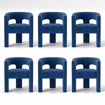 SEYNAR Modern Glam Velvet Upholstered Dining Chair, Open-Back Accent Chair Set of 6