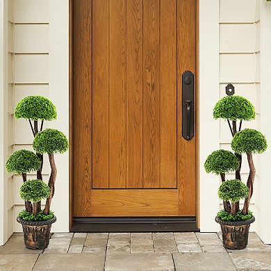 Gymax 3FT Artificial Tree Fake Cedar Tree Faux Cypress Topiary Tree for Indoor Outdoor