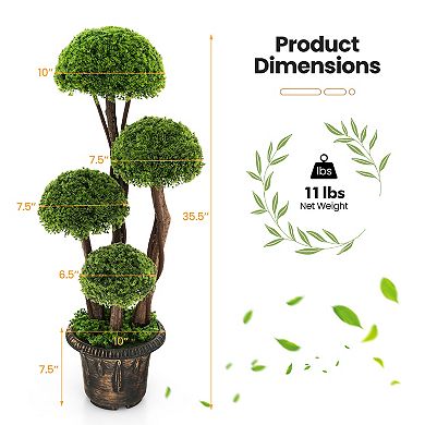 Gymax 3FT Artificial Tree Fake Cedar Tree Faux Cypress Topiary Tree for Indoor Outdoor