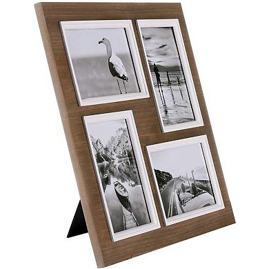 4x6 4-Opening Vintage Style Distressed Wood Photo Frame with Glass