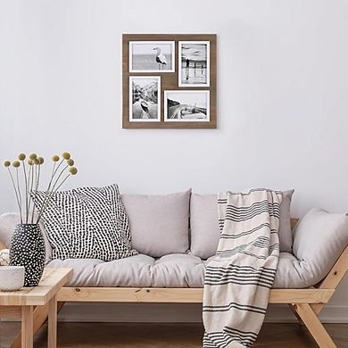 4x6 4-Opening Vintage Style Distressed Wood Photo Frame with Glass