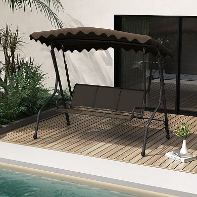 Gymax 3-Seat Outdoor Swing Porch Canopy Swing w/ Adjustable Shading Breathable Seat