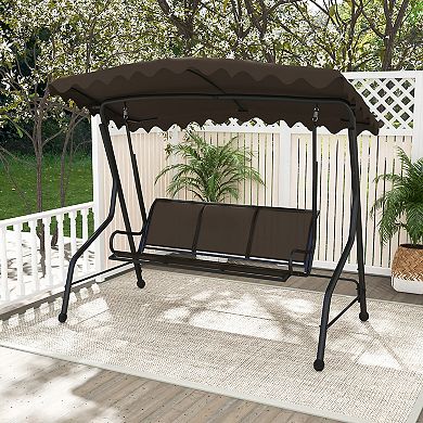 Gymax 3-Seat Outdoor Swing Porch Canopy Swing w/ Adjustable Shading Breathable Seat