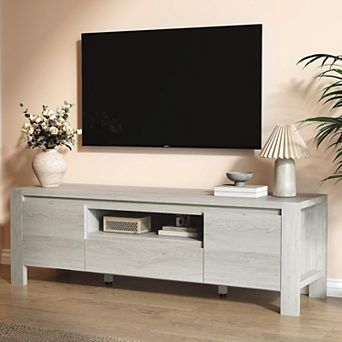 TV Stand, Entertainment Center with Adjustable Shelves, Cabinet Doors, for Living Room or Bedroom