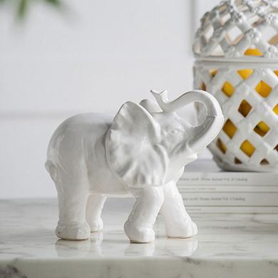 9.1x4.2x7.5" Elephant Statuette, Modern Animal Statue Decor with Copper Finish, for Home Office