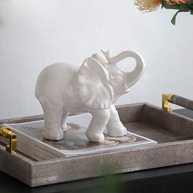 9.1x4.2x7.5" Elephant Statuette, Modern Animal Statue Decor with Copper Finish, for Home Office
