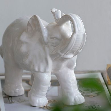 9.1x4.2x7.5" Elephant Statuette, Modern Animal Statue Decor with Copper Finish, for Home Office