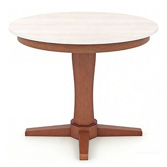 Gymax 36'' Round Dining Table for 4 People w/ Pedestal Base Solid Rubber Wood Frame