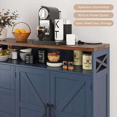 Farmhouse Buffet Cabinet with Drawers, Sideboard Storage Hutch for Kitchen Dining Room Coffee Bar