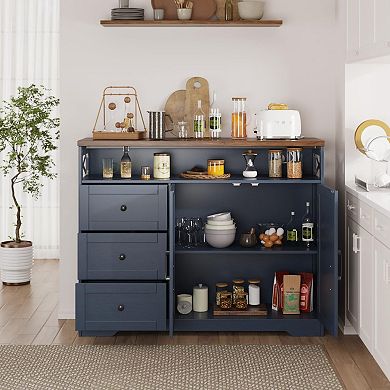 Farmhouse Buffet Cabinet with Drawers, Sideboard Storage Hutch for Kitchen Dining Room Coffee Bar
