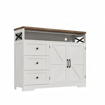 Farmhouse Buffet Cabinet with Drawers, Sideboard Storage Hutch for Kitchen Dining Room Coffee Bar