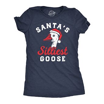Womens Funny T Shirts Santas Silliest Goose Sarcastic Christmas Graphic Novelty Tee for Ladies