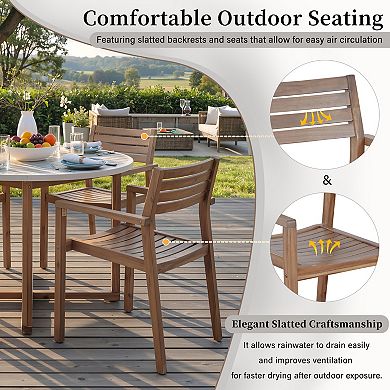 5-Piece Outdoor Dining Set with 4 Acacia Wood Chairs for Patio Garden