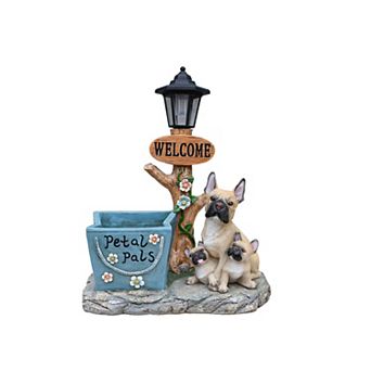 French Bulldog Family Planter Statue - Garden Decor with Built-In Flower Pot for Outdoor Lawn Patio