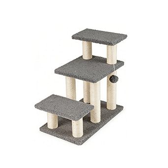 Gymax 2-in-1 Cat Tree Tower Pet Steps w/ Scratching Posts Hanging Toy Ball Perch