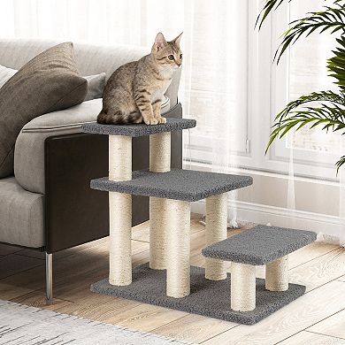 Gymax 2-in-1 Cat Tree Tower Pet Steps w/ Scratching Posts Hanging Toy Ball Perch