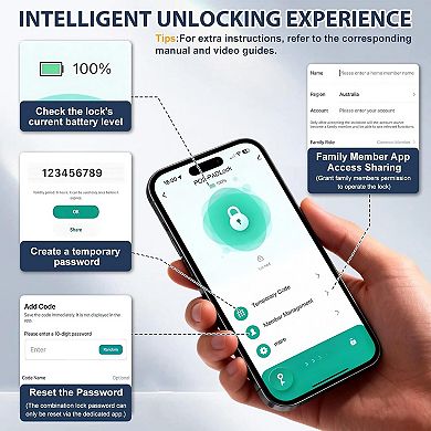 Smart Combination Lock for Locker 6 Digit Password Digital Padlock with Tuya APP Contrl