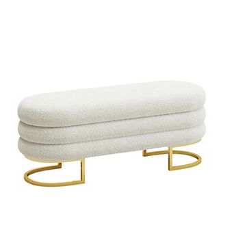 48.82" Storage Ottoman Bench with Padded Blanket and Upholstered Fabric for Bedroom, Living Room