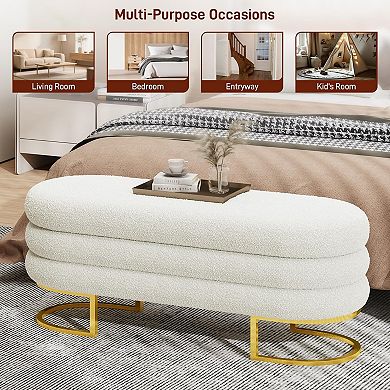 48.82" Storage Ottoman Bench with Padded Blanket and Upholstered Fabric for Bedroom, Living Room