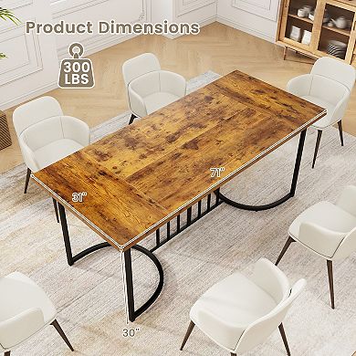 Gymax 71'' Large Dining Table for 6-8 People Rectangular Kitchen Table Dinette Table
