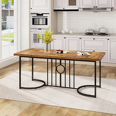 Gymax 71'' Large Dining Table for 6-8 People Rectangular Kitchen Table Dinette Table