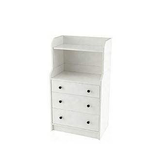Gymax 3-Drawer Dresser 44'' Tall Wood Storage Organizer Chest w/ 2 Open Shelves