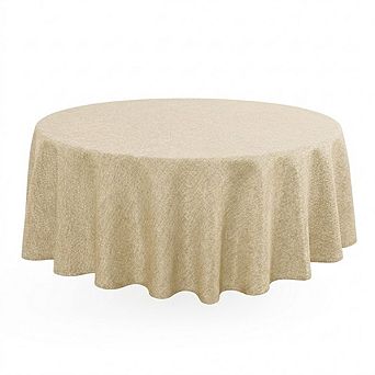 Faux Linen Round Tablecloth, Stain-Resistant, Wrinkle-Resistant, Durable