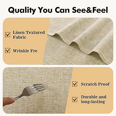 Faux Linen Round Tablecloth, Stain-Resistant, Wrinkle-Resistant, Durable