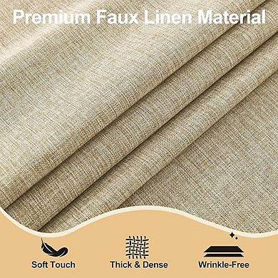 Faux Linen Round Tablecloth, Stain-Resistant, Wrinkle-Resistant, Durable