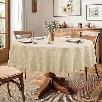 Faux Linen Round Tablecloth, Stain-Resistant, Wrinkle-Resistant, Durable