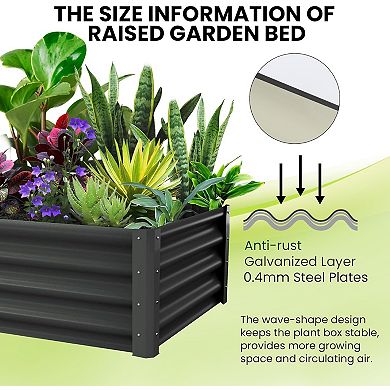 2 Pcs Galvanized Raised Garden Bed 6x3x1 FT, Outdoor Planter Box for Flowers & Vegetables, Dark Grey
