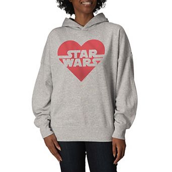 Women's Star Wars Heart Logo Oversized Fleece Hoodie Sweatshirt