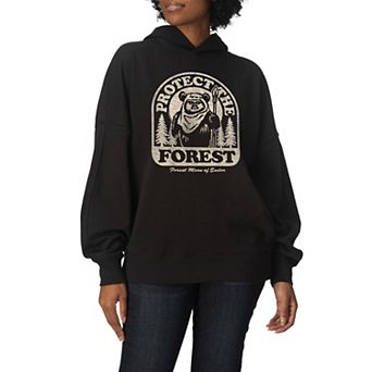Women's Star Wars Ewok Protect The Forest Oversized Fleece Hoodie Sweatshirt