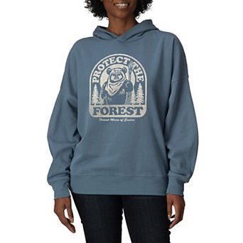 Women's Star Wars Ewok Protect The Forest Oversized Fleece Hoodie Sweatshirt
