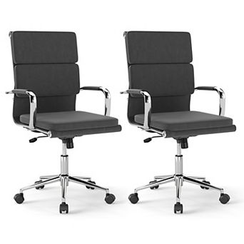 Gymax Ergonomic Office Desk Chair w/Rocking Backrest Height-adjustable Padded Seat