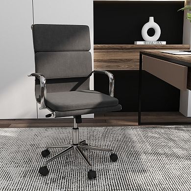 Gymax Ergonomic Office Desk Chair w/Rocking Backrest Height-adjustable Padded Seat