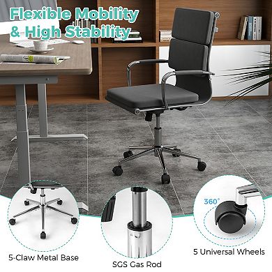 Gymax Ergonomic Office Desk Chair w/Rocking Backrest Height-adjustable Padded Seat