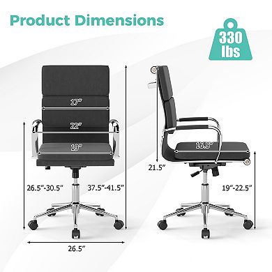 Gymax Ergonomic Office Desk Chair w/Rocking Backrest Height-adjustable Padded Seat