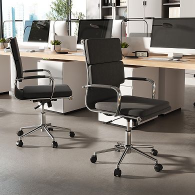 Gymax Ergonomic Office Desk Chair w/Rocking Backrest Height-adjustable Padded Seat