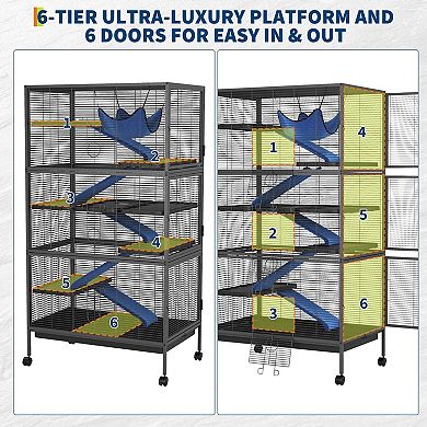 ANIXOL Multi-Level Metal Small Animal Cage with Ramps and Locking Wheels