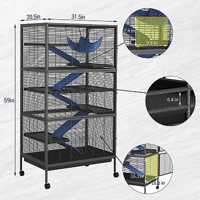 ANIXOL Multi-Level Metal Small Animal Cage with Ramps and Locking Wheels