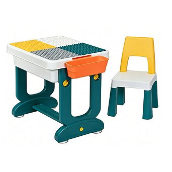 Gymax 5 in 1 Kids Activity Table Set w/ Chair Toddler Luggage Building Block Table